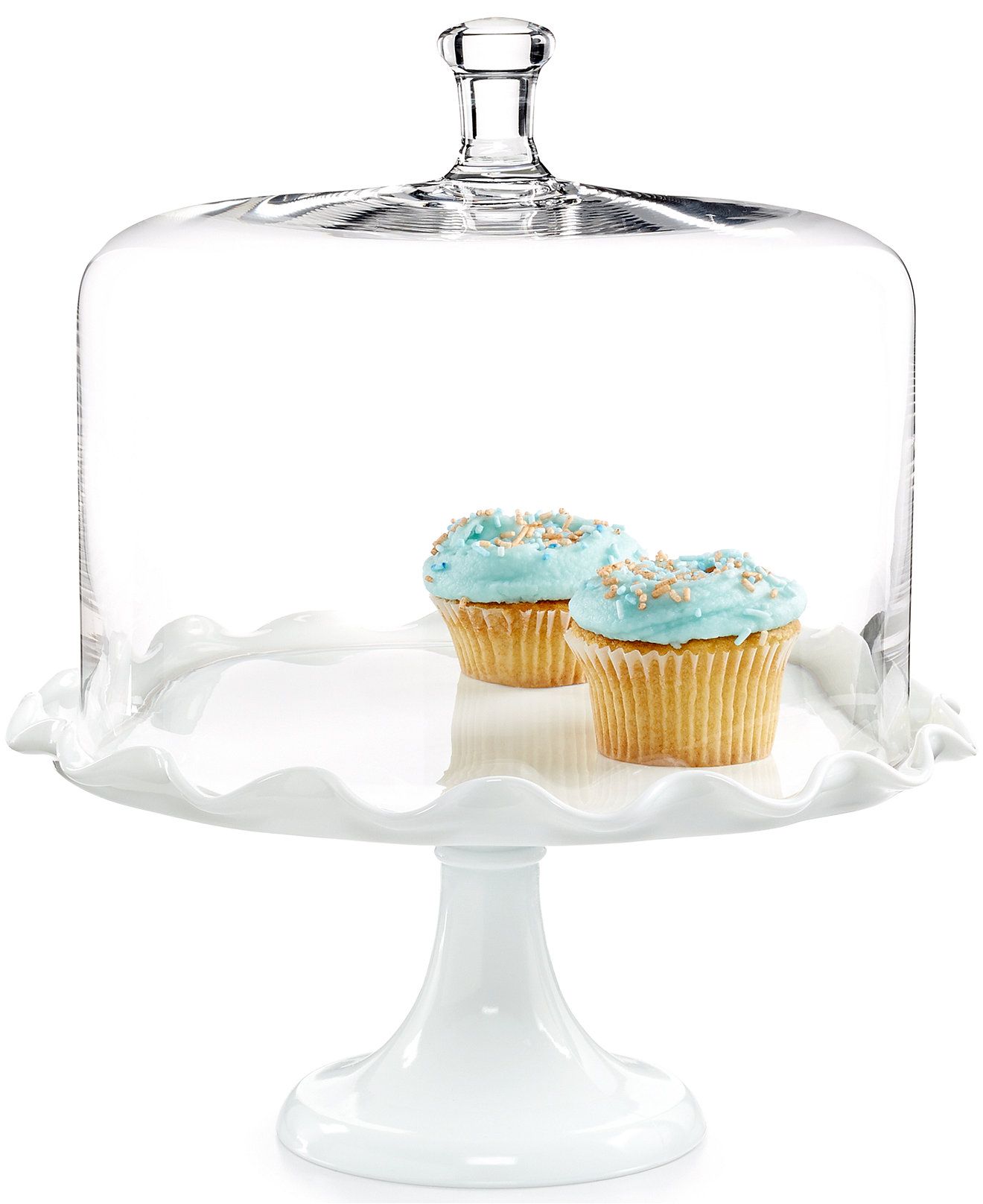 Martha Stewart Collection Milk Glass Cake Stand with Glass ...