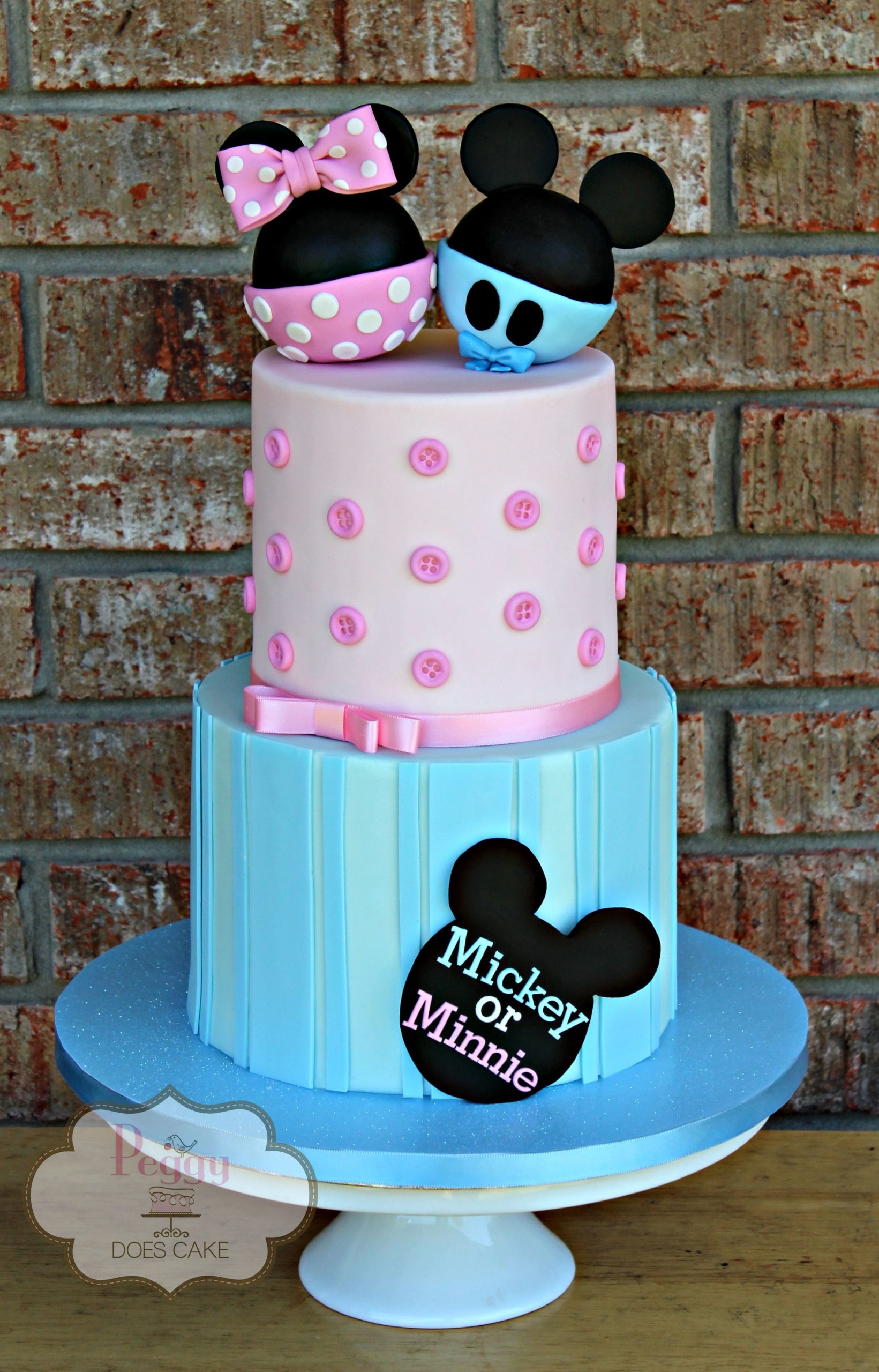 Mickey Minnie Gender Reveal Cake