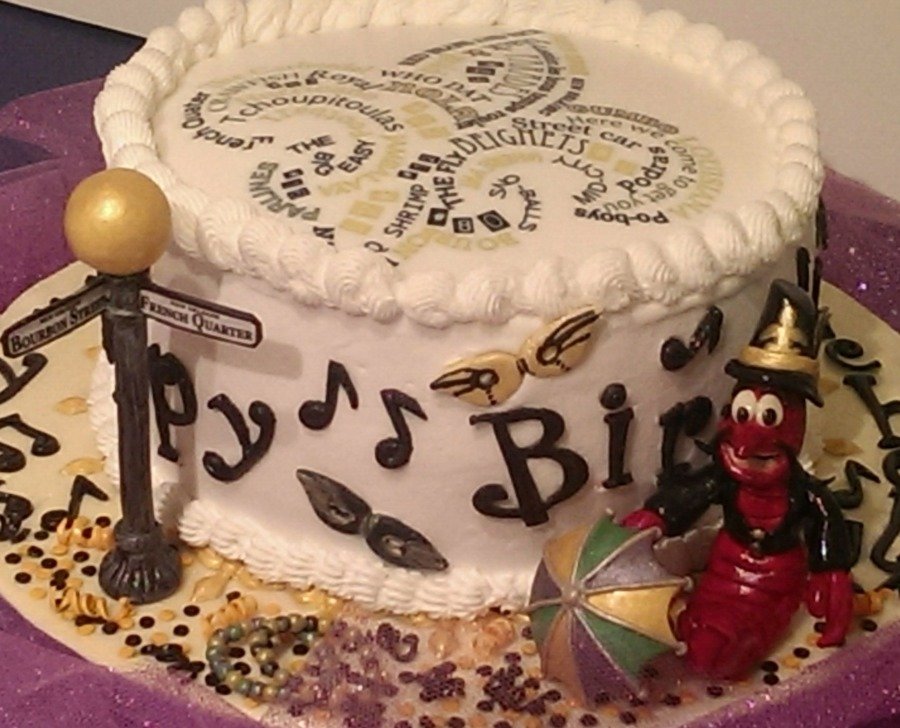 New Orleans Themed Birthday Cake