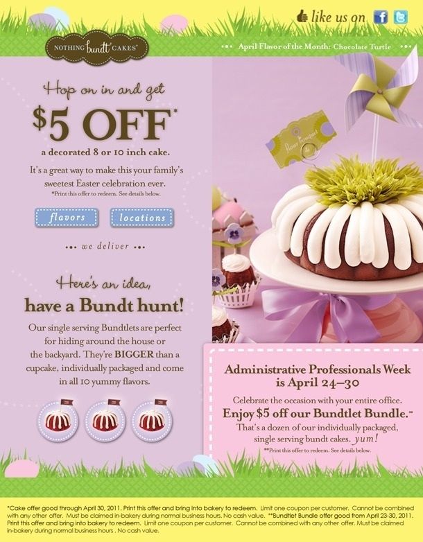 Nothing Bundt Cakes Coupons 2018 Printable