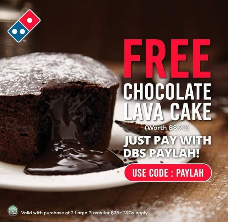 Now till 30 Apr 2020: Dominoâs Free Chocolate Lava Cake Promo