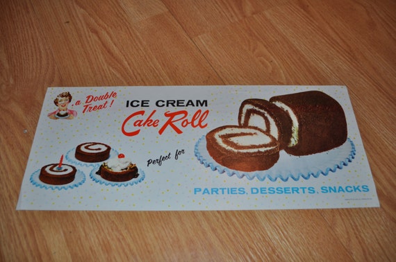 Original 1963 Double Treat Ice Cream Cake Roll Sign Newlywed