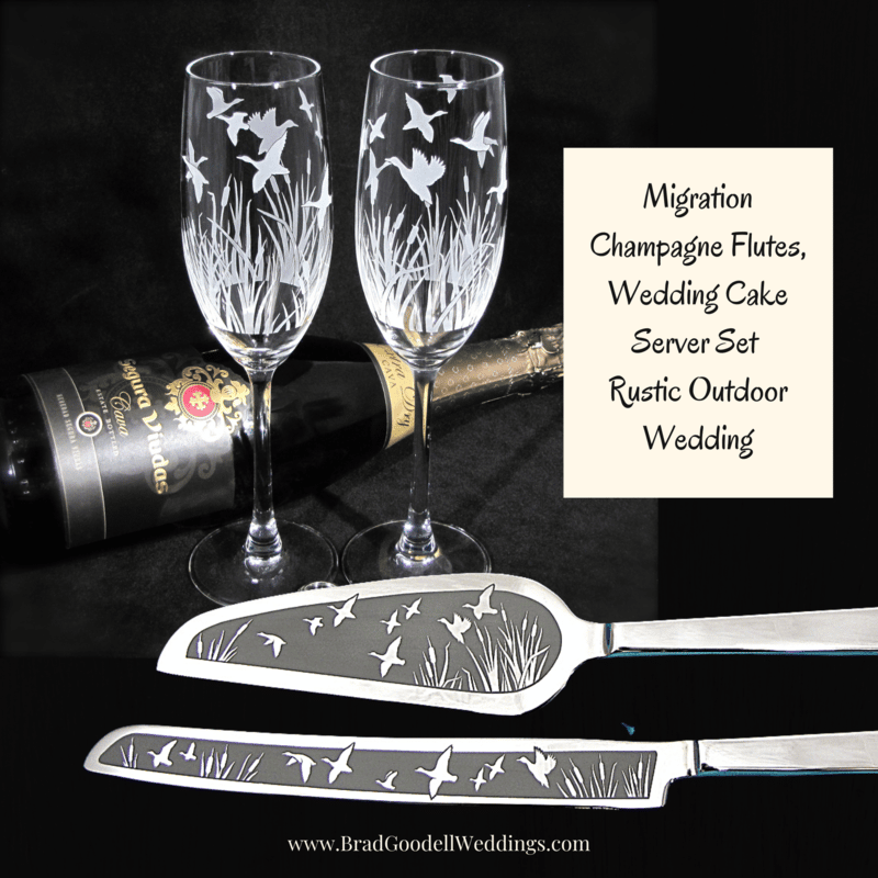 Personalized Rustic Wedding Set, Champagne Flutes and Cake Server Set ...