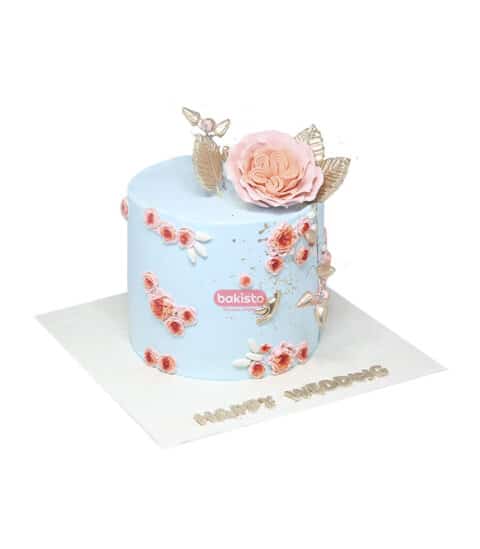 Pink Flowers Birthday Cake