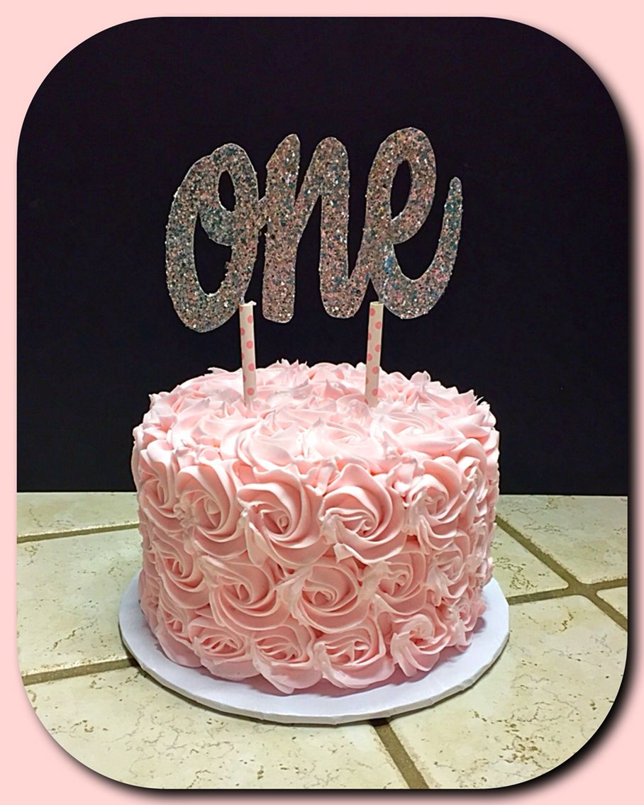 Pink rosette cake for a sweet one year old :)