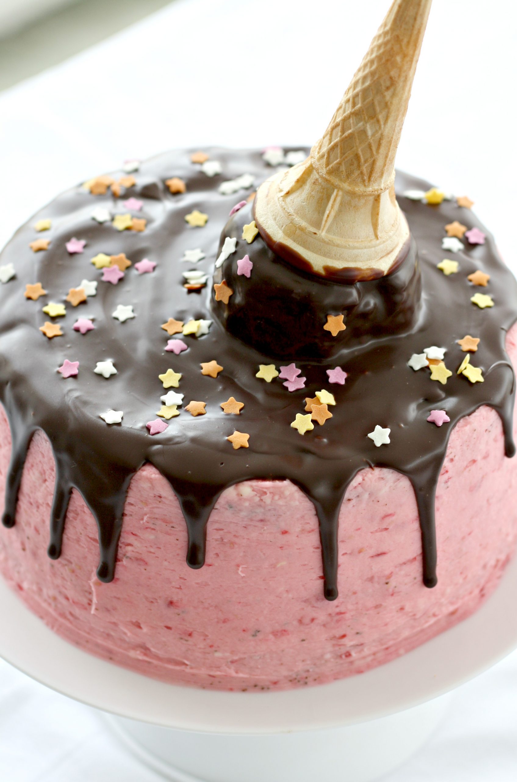 Raspberry and Chocolate Melting Ice Cream Cake