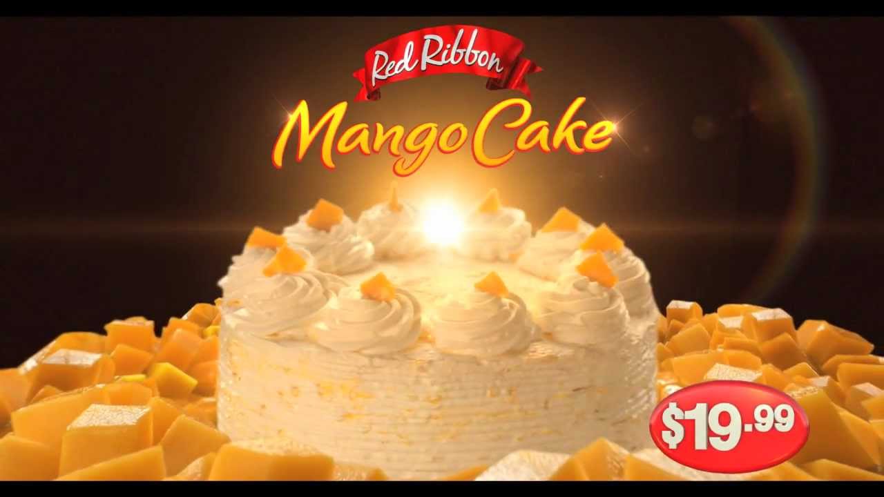 Red Ribbon Mango Cake