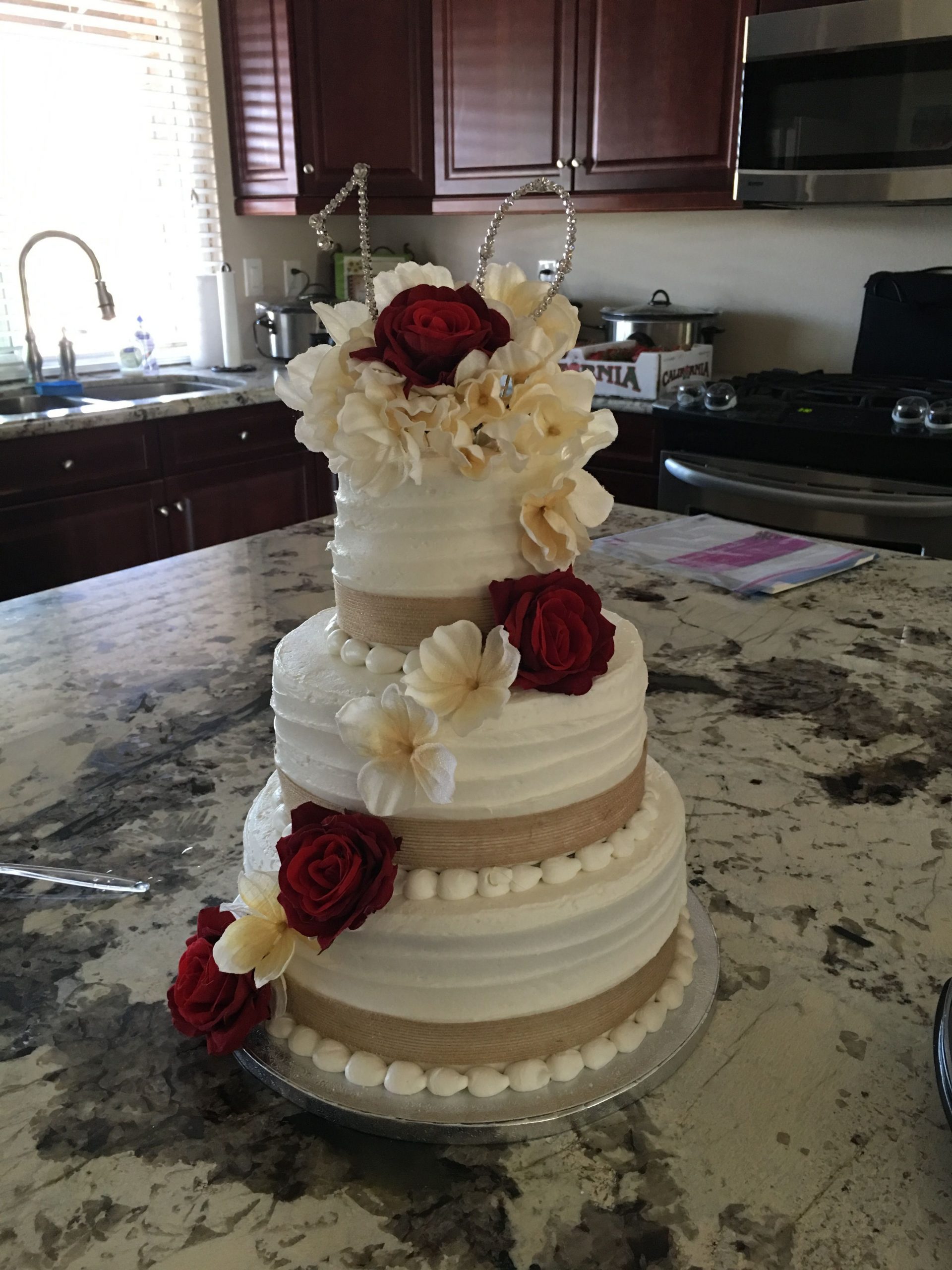 Rustic Country wedding cake. Go buy a three tier cake from Sam