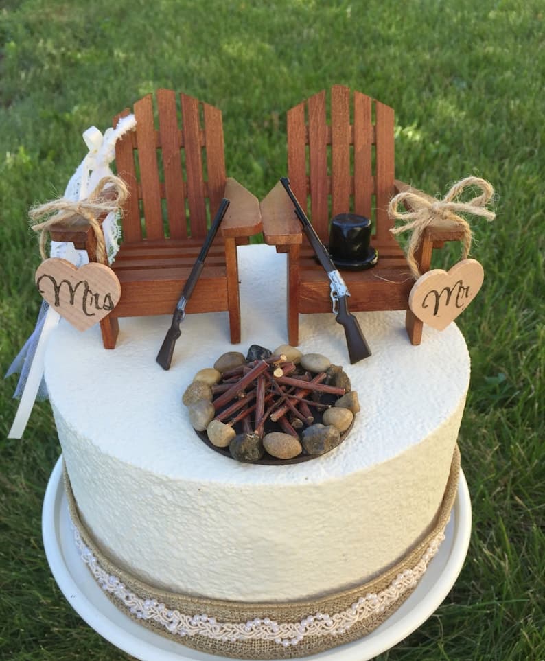 Rustic Hunting Wedding Cake Toppers / Wedding Cake Topper