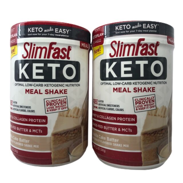 Slim Fast Keto Meal Replacement Shake Powder, Vanilla Cake Batter