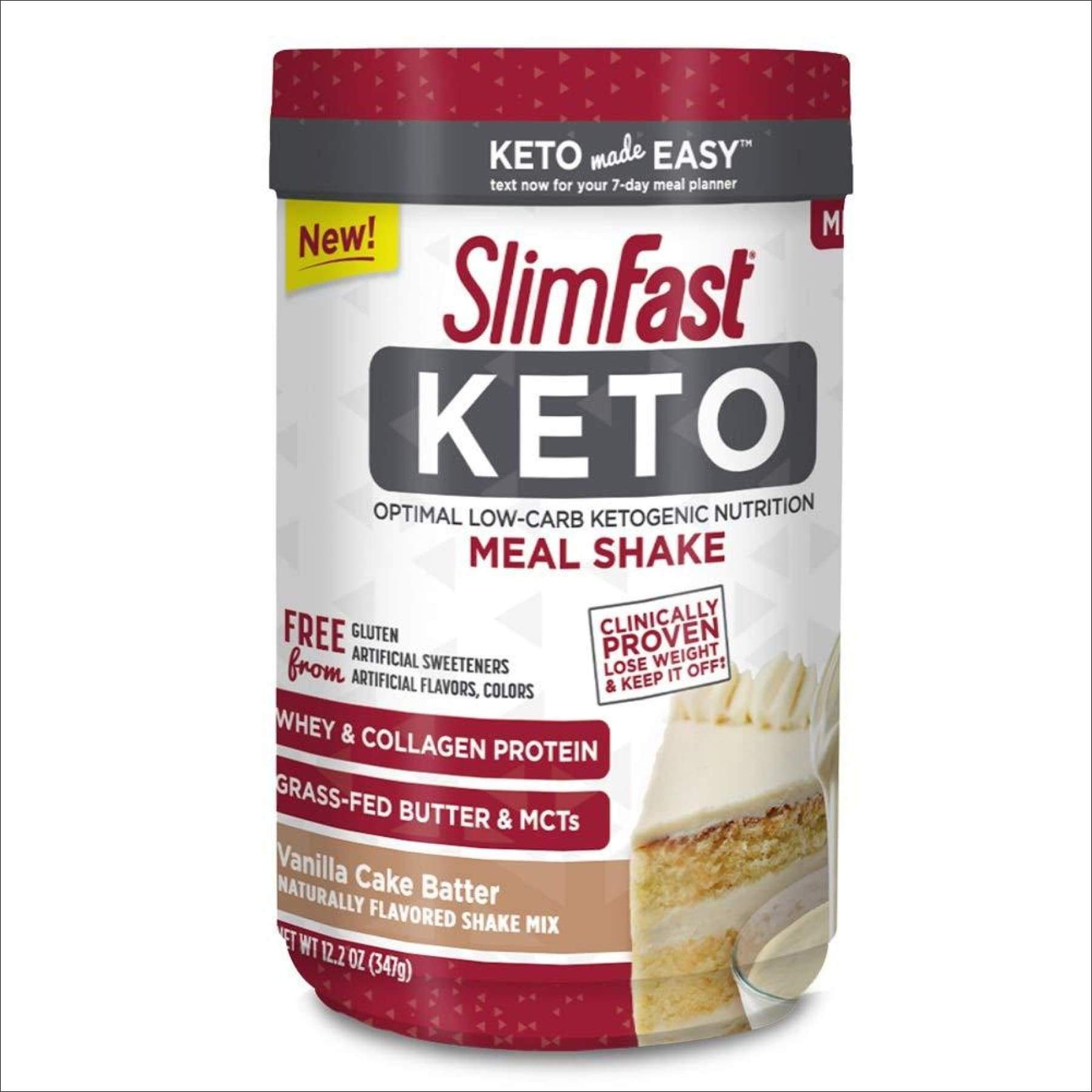 SlimFast Keto Meal Replacement Shake Powder, Vanilla Cake Batter, 12.2 ...