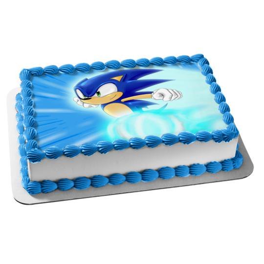 Sonic the Hedgehog Running Edible Cake Topper Frosting 1/4 Sheet ...