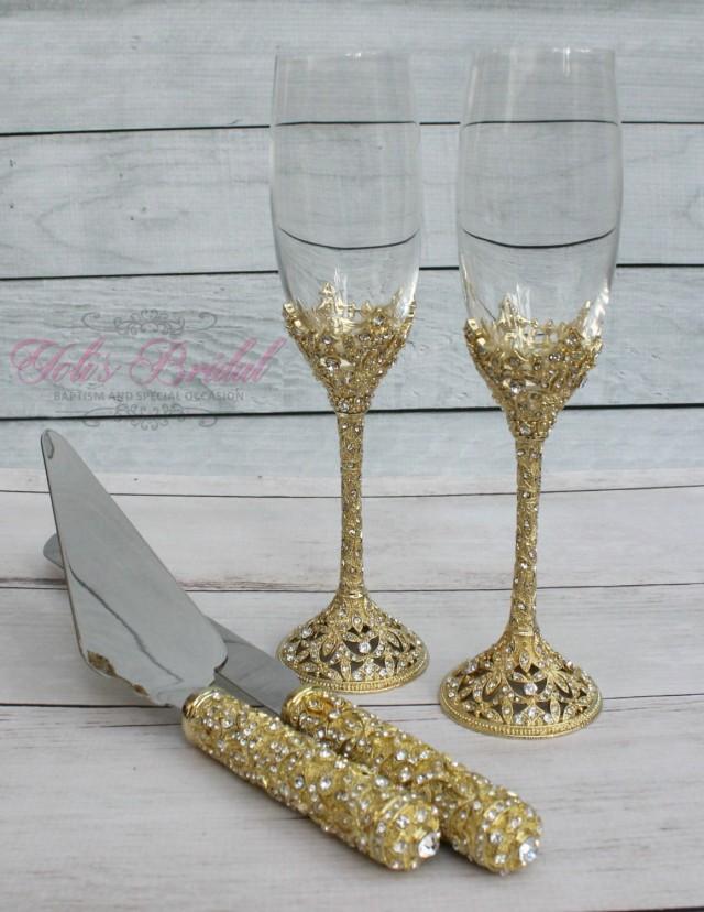 Swarovski Crystal Wedding Toast Set, Champagne Glasses ...