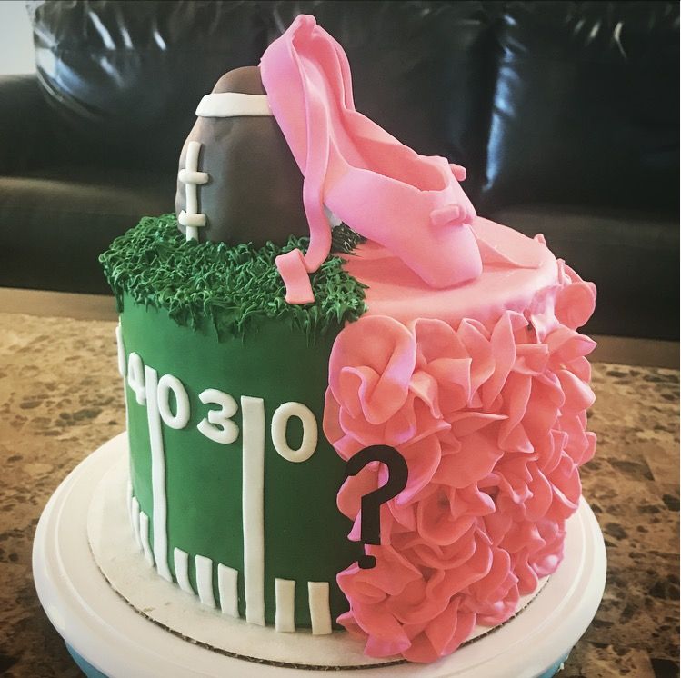 Touchdown Or Tutus gender Reveal cake I made % edible