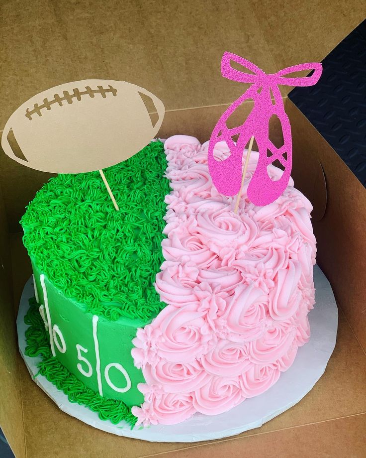 Touchdowns or tutus gender reveal cake