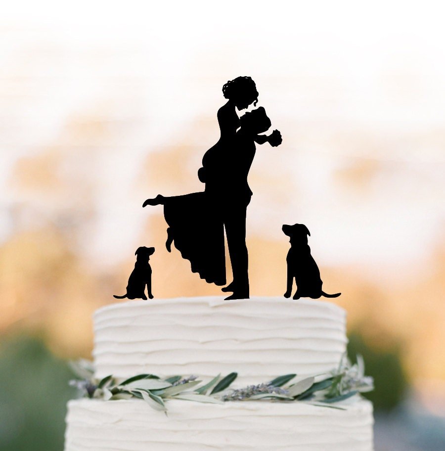 Unique Wedding Cake topper 2 dogs Cake Toppers with Groom