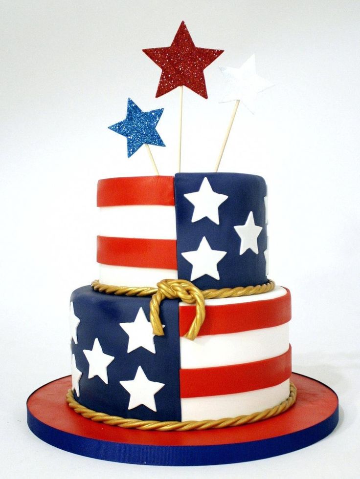 Usa Flag Fondant Cake Together With Two Tiered For Produce ...