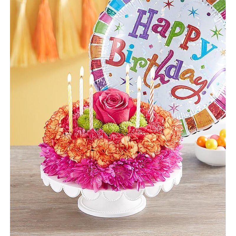 Vibrant Birthday Flower cake Storefront flowers shop  same day delivery ...