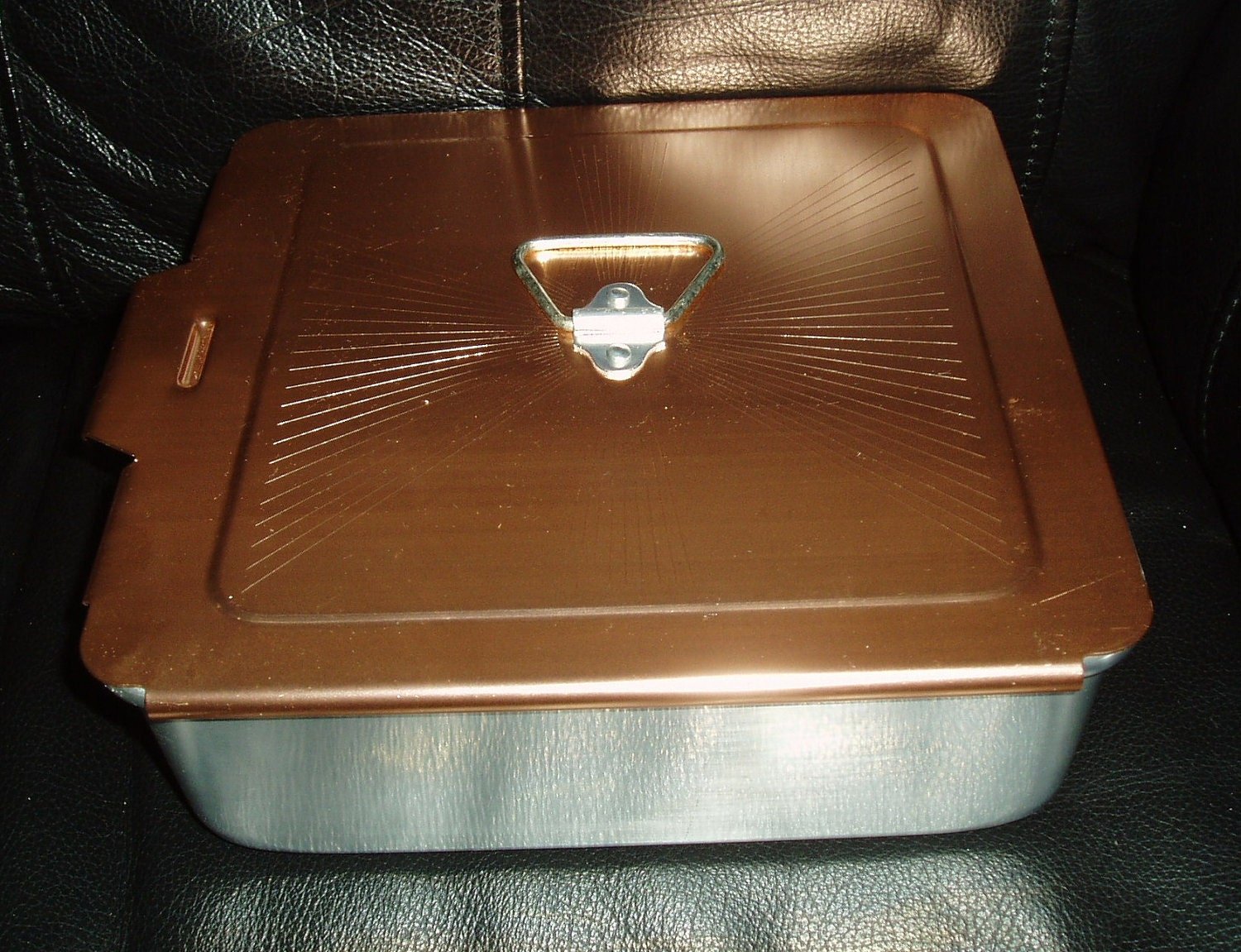 Vintage MIRRO Copper Lid Covered Aluminum Cake PAN square