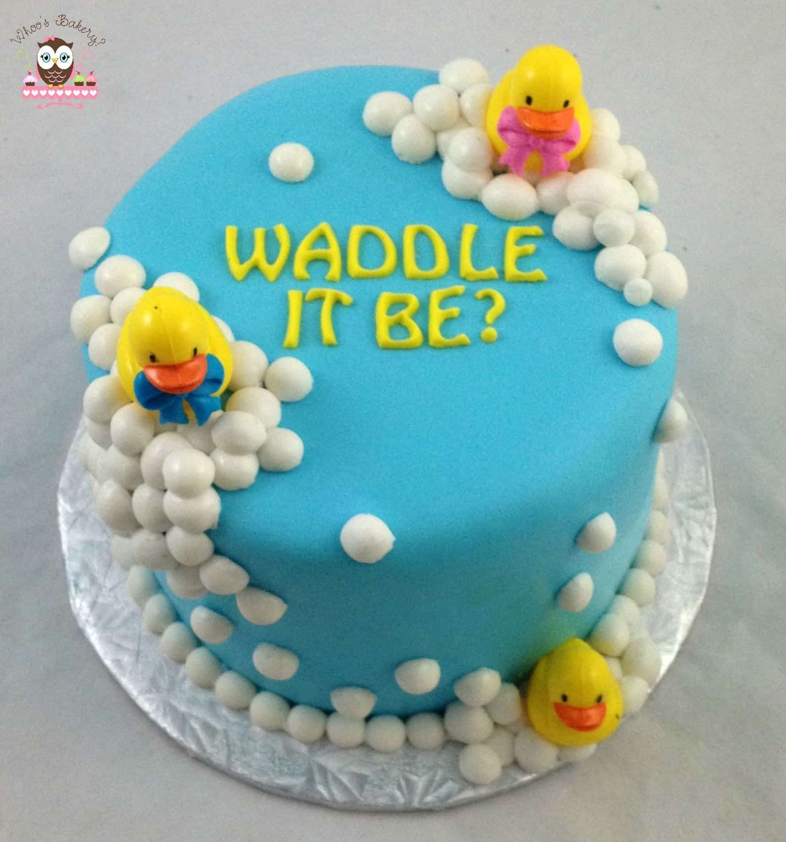 waddle it be cake, gender reveal cake, duck baby shower cake