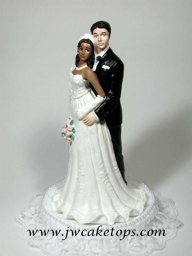 wedding cake toppers white groom black bride