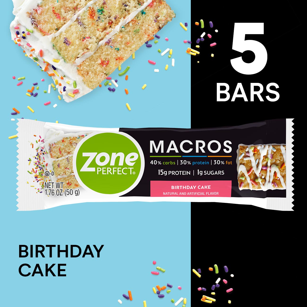 ZonePerfect Macros Protein bars, Birthday Cake, 5 count ...